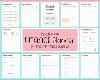 Finance Planner BUNDLE! Budget Planner Templates, Financial Savings Tracker Printable Binder, Monthly Debt, Bill, Spending, Expenses Tracker