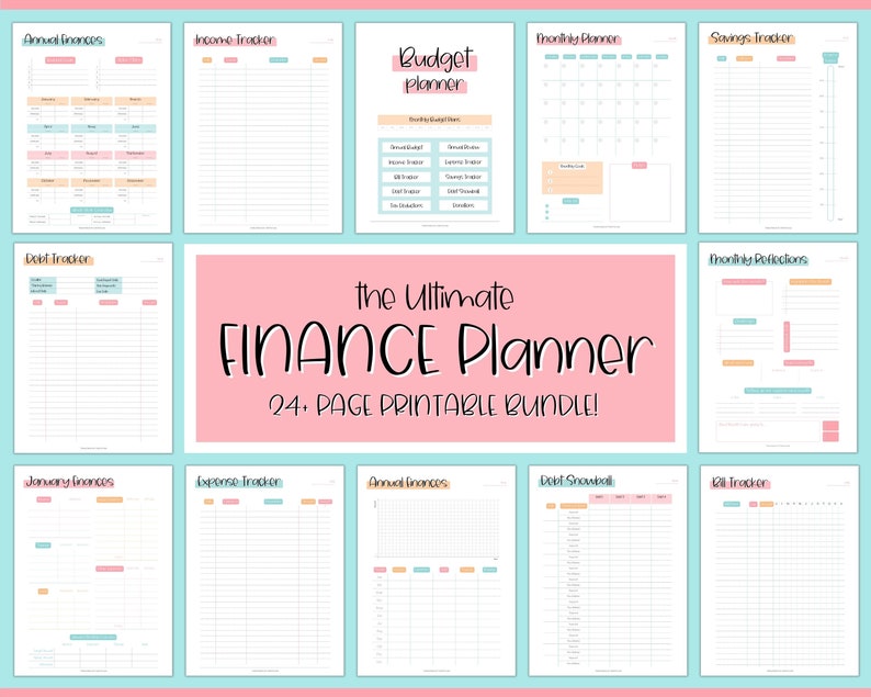 Finance Planner BUNDLE! Budget Planner Templates, Financial Savings Tracker Printable Binder, Monthly Debt, Bill, Spending, Expenses Tracker 