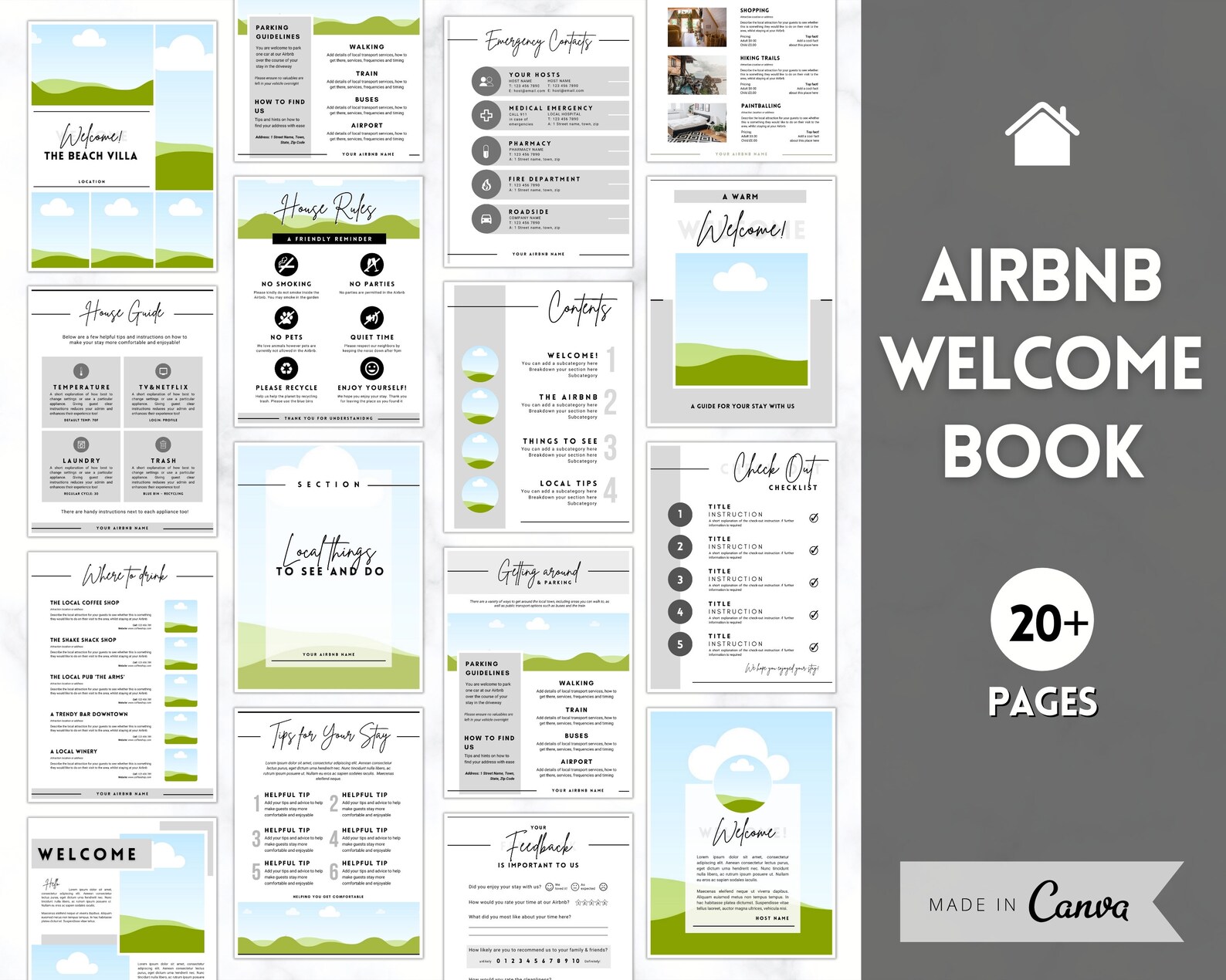 Airbnb Welcome Book Template Editable Canva Welcome Guide Etsy