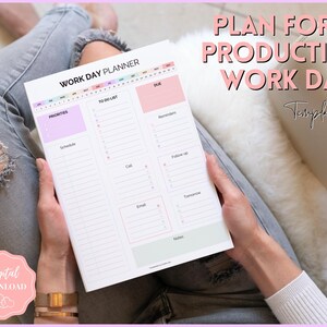 EDITABLE Daily Planner, Work Day Organizer, Work From Home to Do List ...