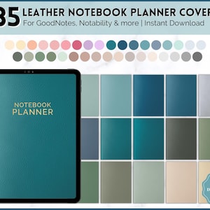 Copertine per notebook digitali in PELLE, 35 copertine per pianificatore digitale, copertine GoodNotes, copertina per diario digitale, iPad, raccoglitore agenda, 35 colori