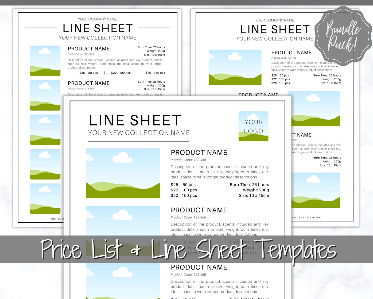 Line Sheet Template, Wholesale Catalog, Editable Wholesale Template ...