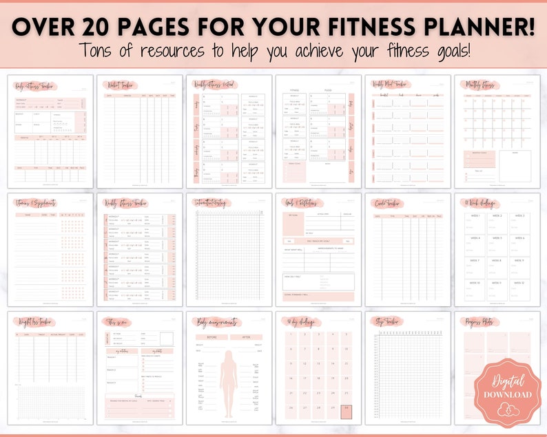 Fitness Planner, Weight Loss Tracker, BUNDLE, Workout Planner Fitness Journal, Wellness, Health Goal, Meal Planner, Self Care, Habit Tracker image 2