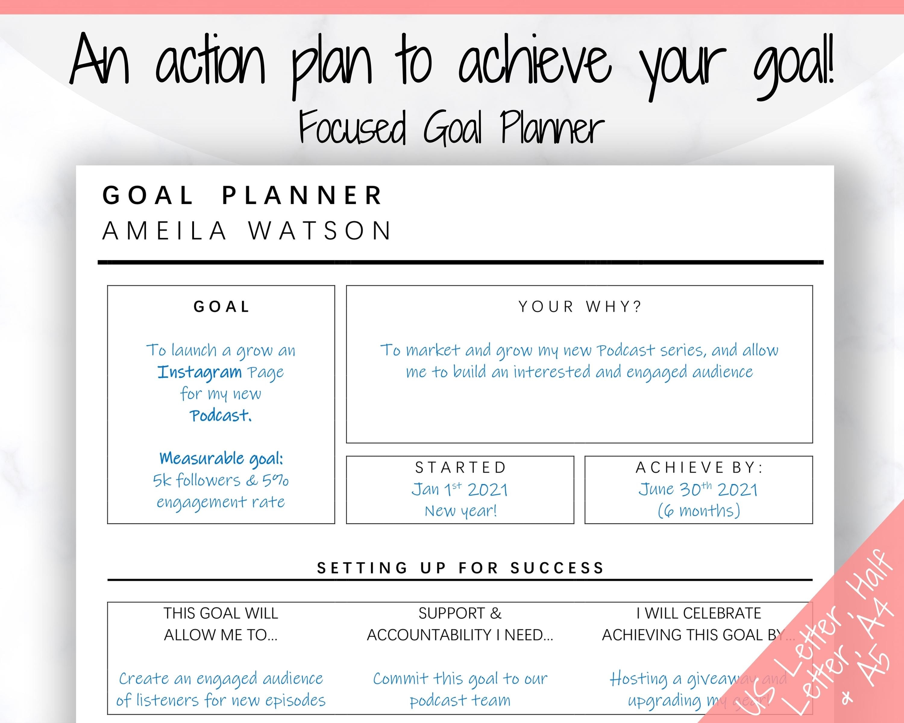 ☆PERSONAL SUCCESS PLANNER 目標設定の力 編集可能な目標プランナー、2024年目標トラッカー、目標プランナー