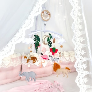 Baby mobile, neutrale Tiere, Afrika baby mobile, Flamingo Löwe Elefant Baby mobile, Savannah Baby mobile, Dschungel kinderzimmer Dekor,Safari Dekor