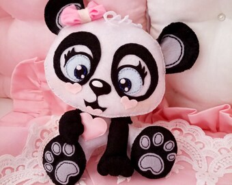 Sonajero de oso panda hecho a mano: decoración para habitación de bebé, accesorio para fotos
