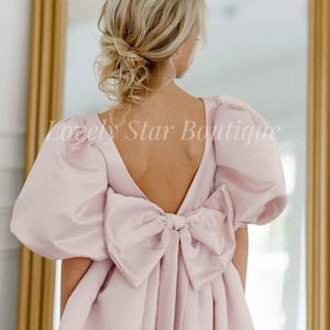 Short flower girl dress, Satin baby dress, Girl wedding dress, Princess flower girl dress, Tutu dress, Pink girl dress, Toddler dress