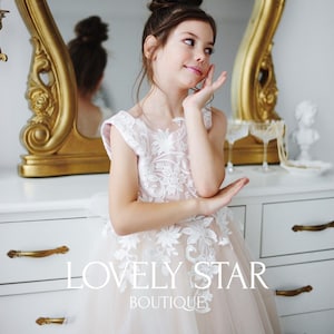 Baby girl dress Girl wedding dress Mini bride dress Lace flower girl dress Tulle flower girl dress Tutu girl dress First communion dress
