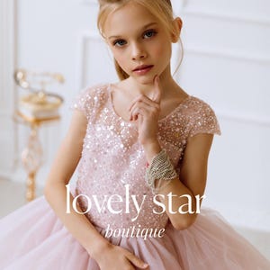 Girl sparkling dress,Junior bridesmaid dress,Short flower girl dress,Tulle girl dress,Dress with train,Toddler dress,Girl evening dress