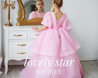 Blush flower girl dress,Girl ball gown,Girl evening dress,Junior bridesmaid dress,Ivory flower girl dress,Tutu dress,Toddler dress