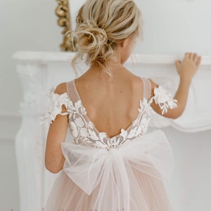 Lace flower girl dress, Tutu flower girl dress, Baby tulle dress, Flower girl dress train, Junior bridesmaid dress, Rustic flower girl dress