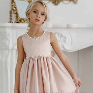 Junior bridesmaid dress Flower girl dress satin Baby wedding image 1