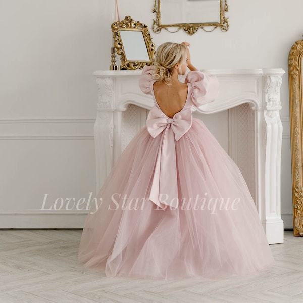 Princess flower girl dress,Flower girl dress tulle,Girl dress lace,First communion dress,Toddler dress,Birthday dress,Boho flower girl dress