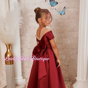 Wine red flower girl dresses on sale