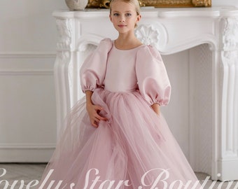 Princess flower girl dress Pink flower girl dress Girl wedding dress Puffy girl dress Birthday girl dress Toddler dress Girl ball gown