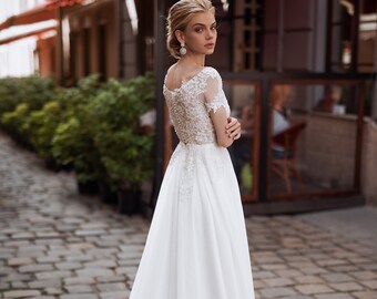 Modest Wedding Dress Short Sleeve - Etsy