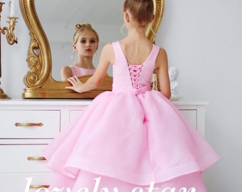 Girl wedding dress,Photoshoot dress,Girl ball gown,Pink flower girl dress,Flower girl dress toddler,Tutu dress,Organza dress,Baby dress