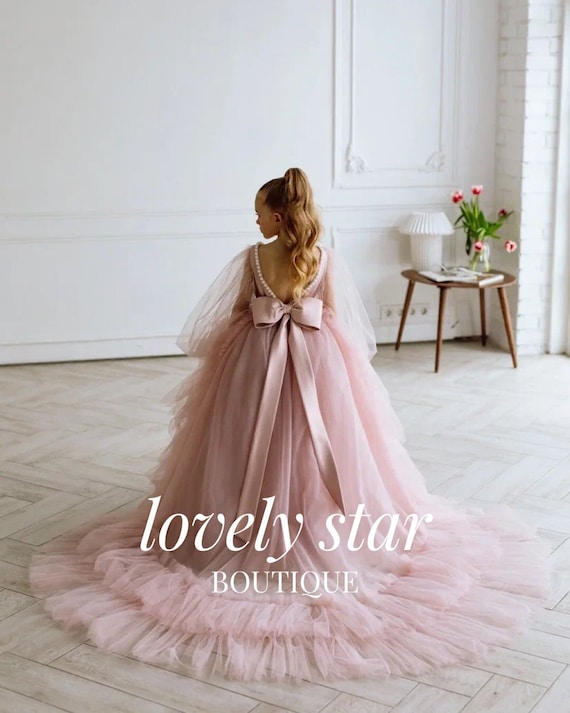 Dusty Pink Loveky Tulle Satin Flower Girl Dresses Dusty Pink Loveky Tulle Satin Flower Girl Dresses