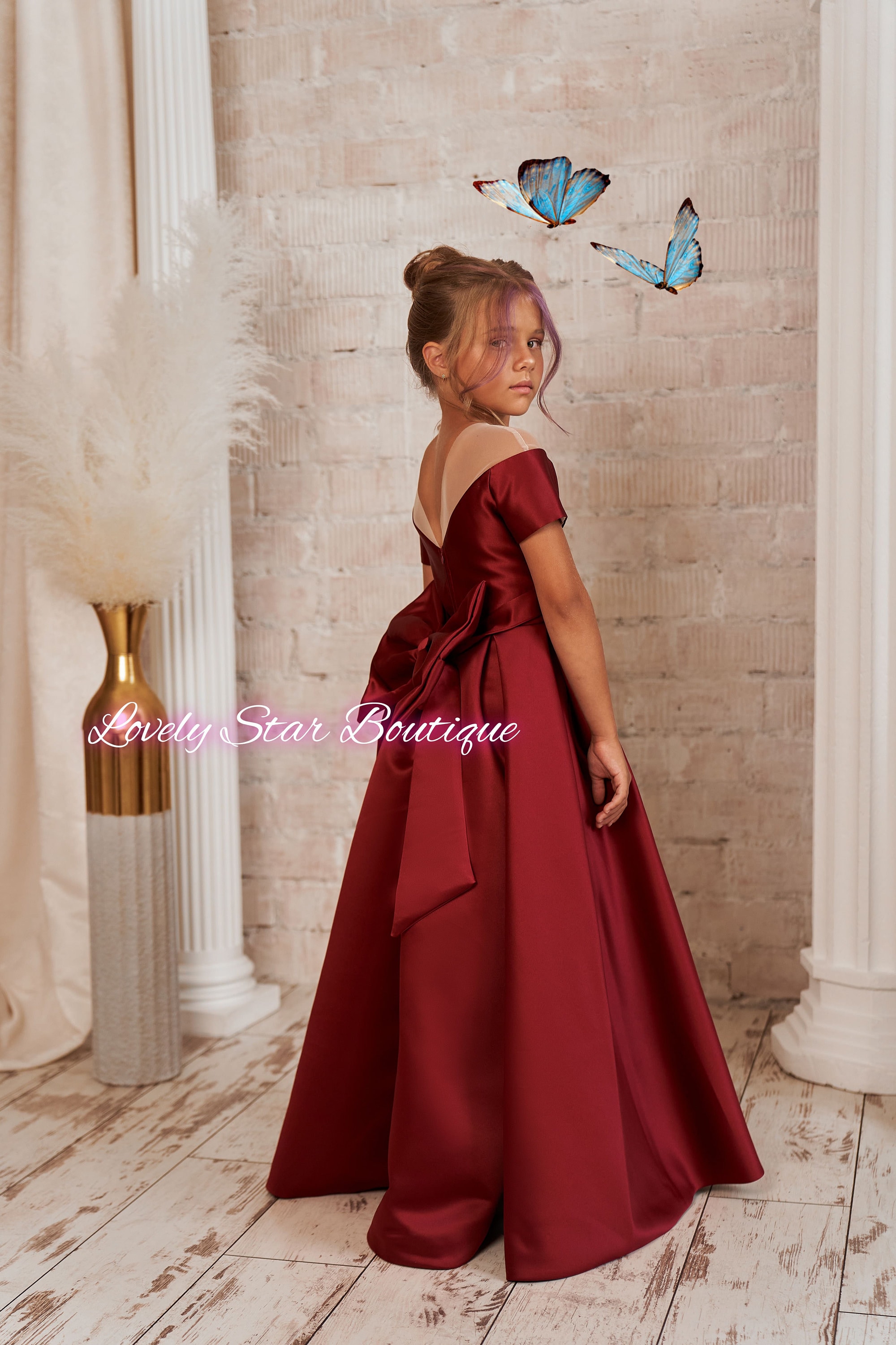 Buy Flower Girl Dress Wedding Girl Dress Lace Girl Dress Junior Bridesmaid  Dress Birthday Dress Burgundy Girl Dress Baby Dress Girl Party Dress Online  in India - Etsy