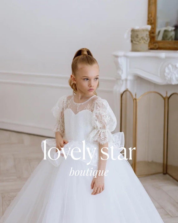 Junior Bridesmaid Dress,lace Girl Dress,mini Bride Dress,toddler Dress,girl  Formal Dress,tulle Flower Girl Dress,white Girl Dress,baby Dress - Etsy