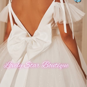 Junior bridesmaid dress,Tulle girls dress,Tutu dress,Satin girl dresses,Girl ball gown,Glitter tulle dress,Pearl girl dress,Toddler dress zdjęcie 2