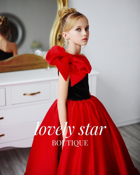 formal dresses for kids Sugar Kayne C310 Girls and Preteens Pageant Dress One Shoulder Bow 16 / Neon Pink main image 1