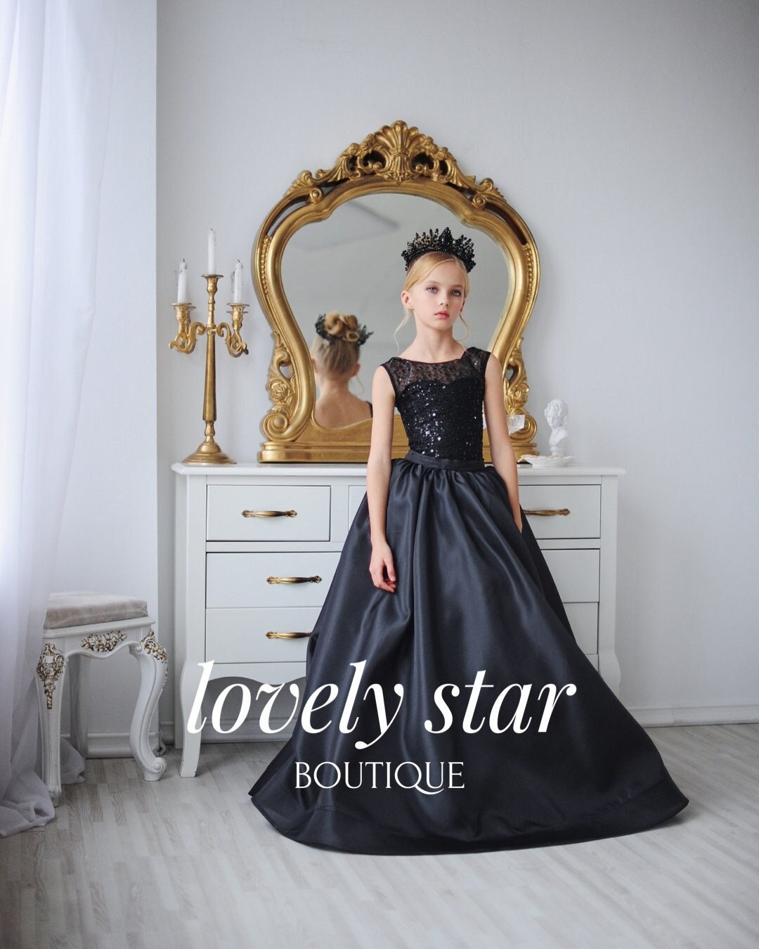black concert dress girl The Signature Stretch Scallop Dress in Black 0