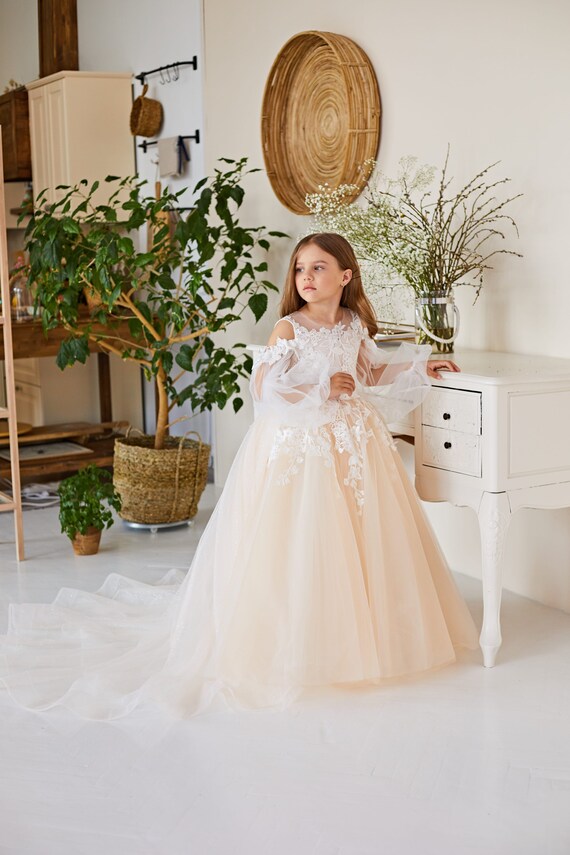 WeeH Girl's Ruffled Princess Dress For Weddings & Parties - Multiple Sizes 2-10 Years