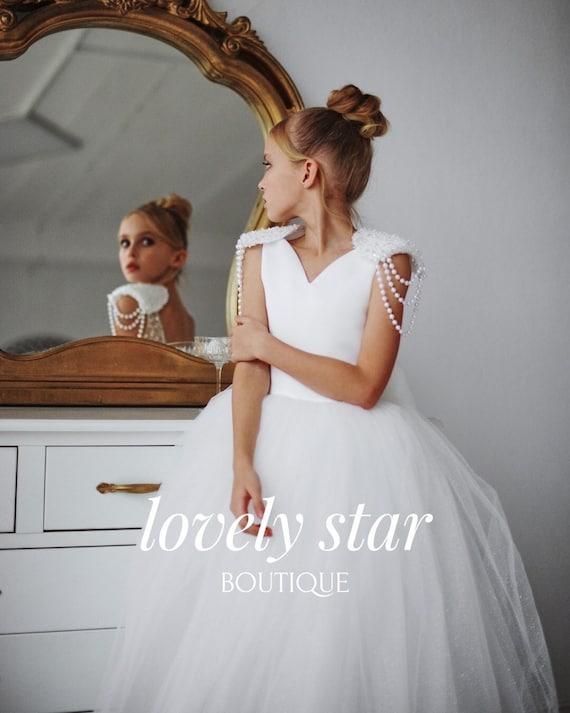 girls white sequin dress Girls Ava Starlet Sequin Dress In White