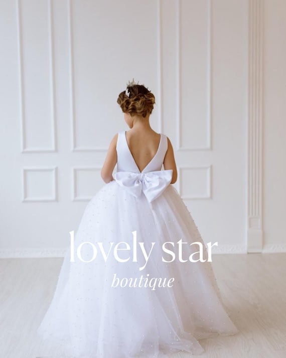 Pearl Flower Girl Dress,wedding Dress Girl,holy Communion Dress,satin Dress  Baby Girl,teen Formal Dress,toddler Dress,tulle Girl Dress - Etsy Canada