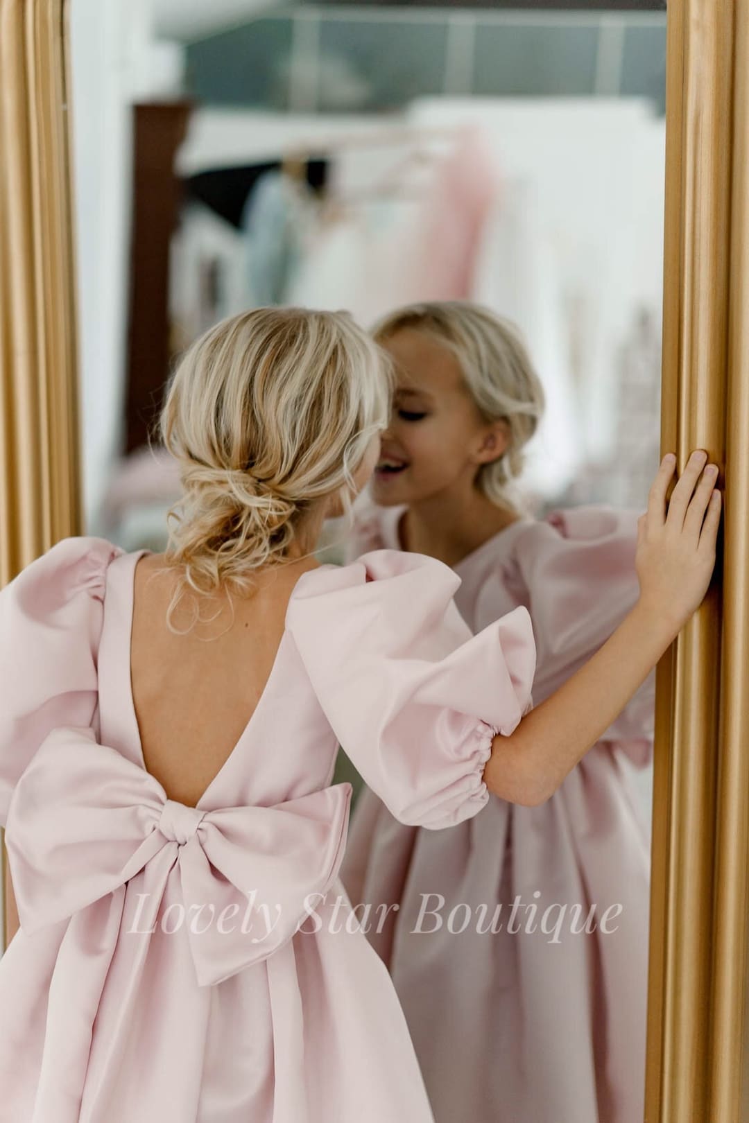 Short Flower Girl Dress, Pink Girls Dress, Princess Flower Girl Dress