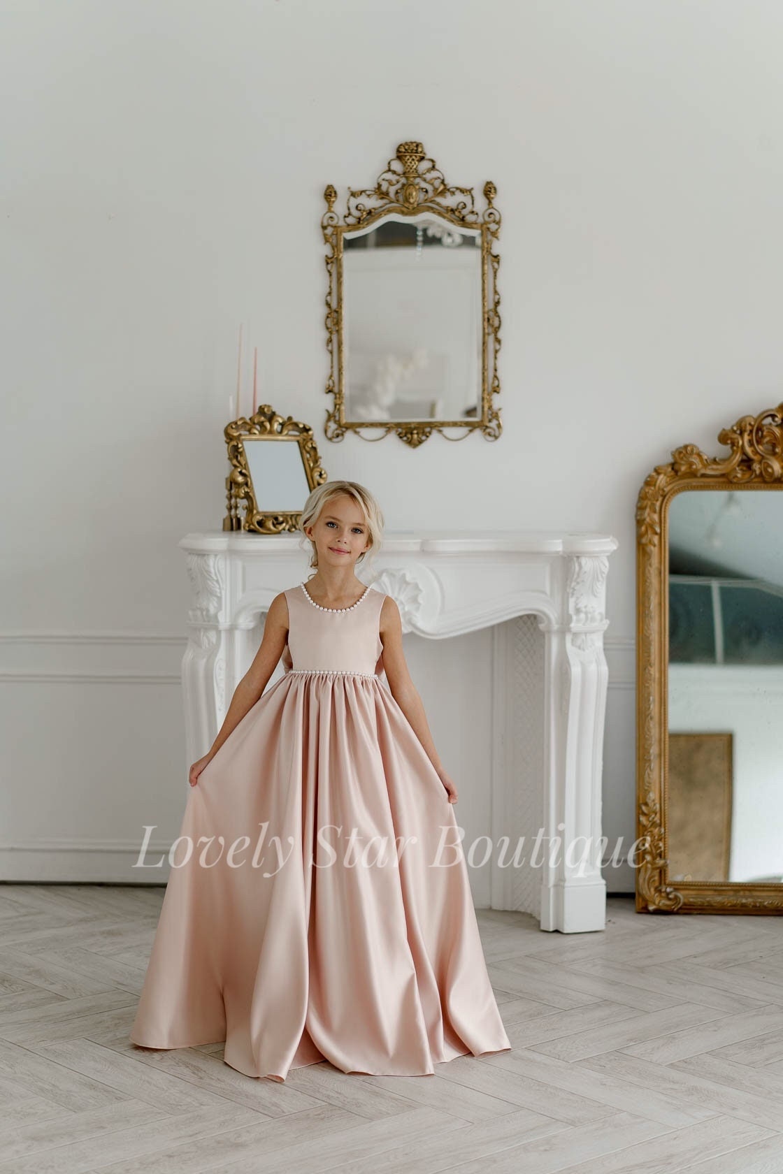 Satin and Sequin Ball Gown Flower Girl Dress for $172.99 – The Dress Outlet