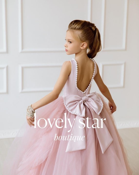 Satin Flower Girl Dress,girl Wedding Dress,pink Girl Dresses,tutu Dress,toddler  Dress,tulle Flower Girl Dress,kids Formal Dresses,baby Dress - Etsy