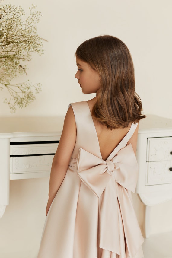 satin flower girl dress