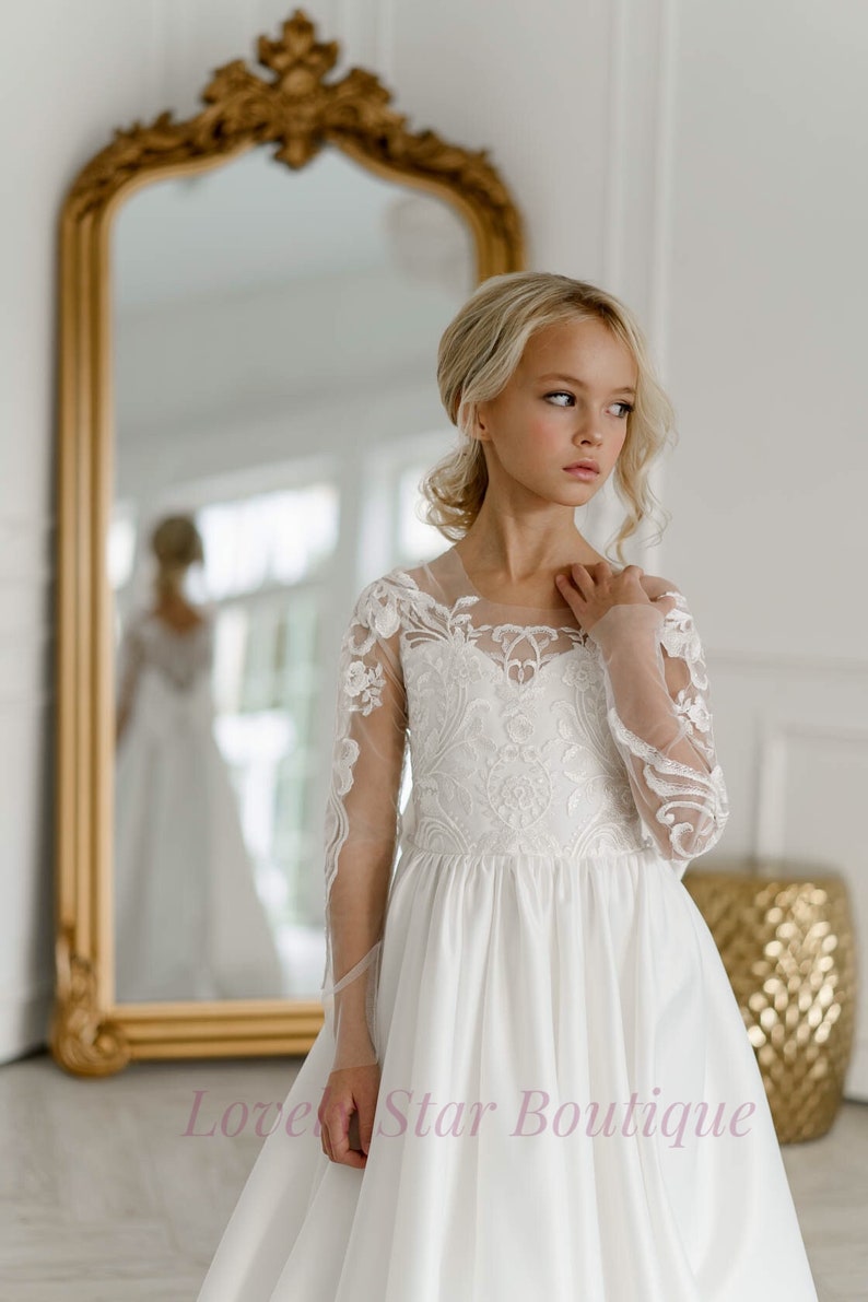 First Communion Dress Girl Wedding Dress Lace Flower Girl Etsy
