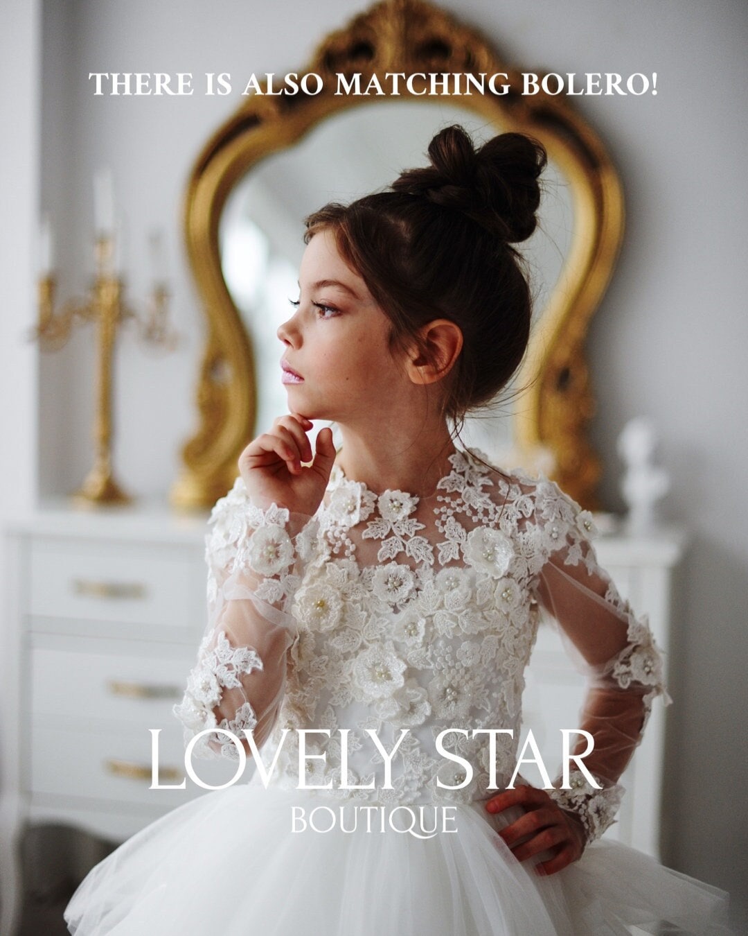 Long Sleeve Lace Flower Girl Dress - Etsy