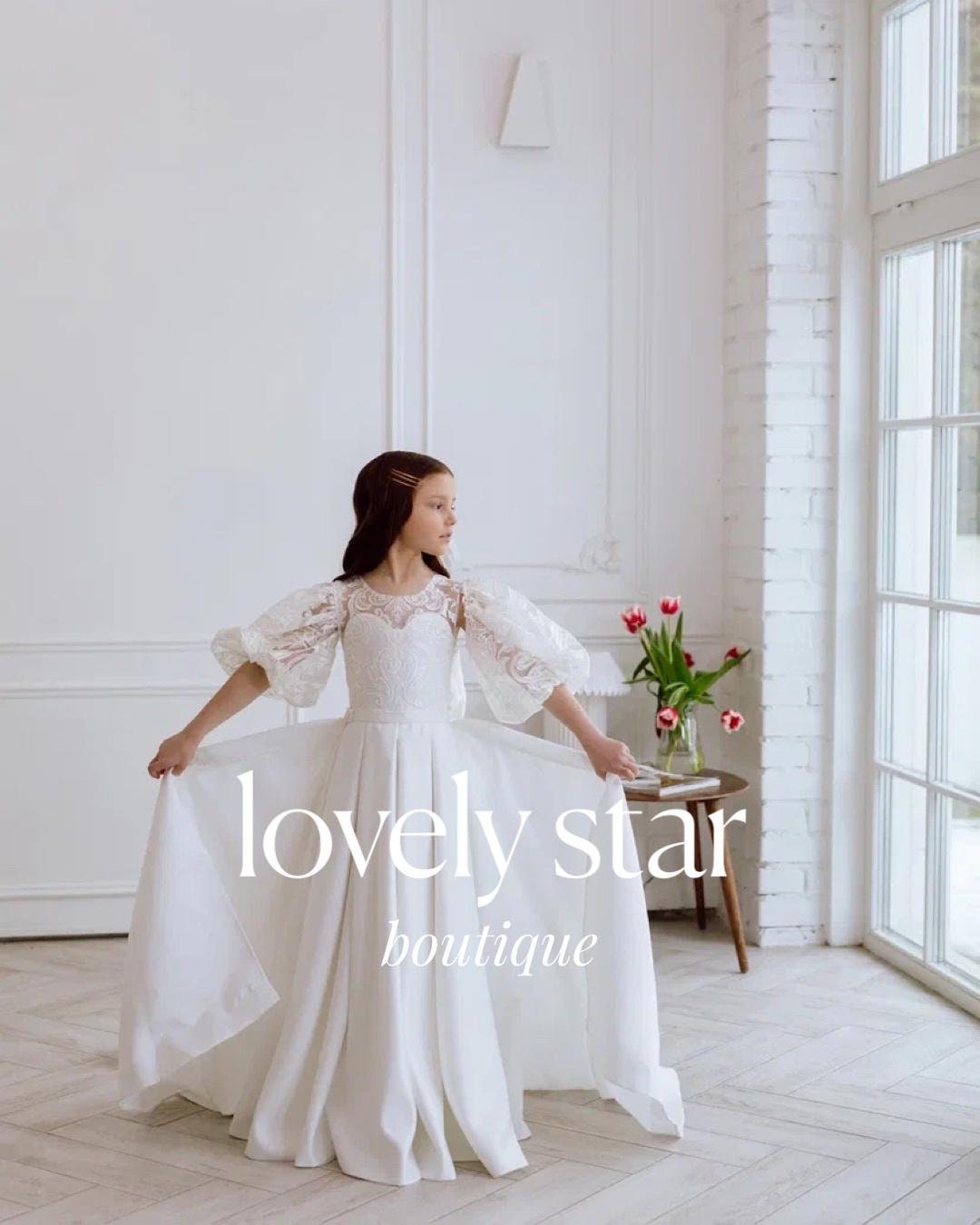 Vestito Principessa Bambina Abito Lungo Bianco In Pizzo, Per