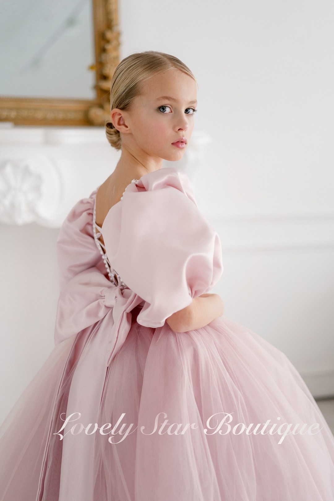 Satin Flower Girl Dress, Tutu Flower Girl Dress, Tulle Girl Dress