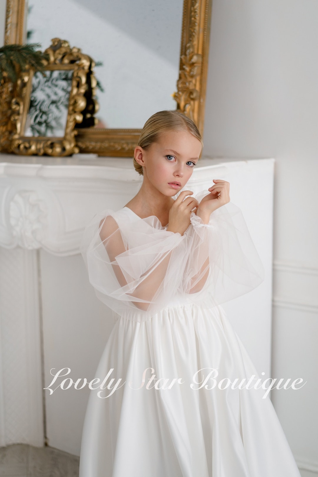 Girl Satin Dress, Flower Girl Dress Tulle,junior Bridesmaid Dress,rustic Flower Girl Dress,tutu