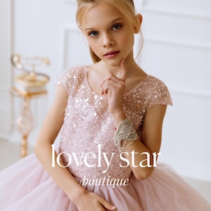 Sequin girl dress,Tulle flower girl dress,Dress with bow,Toddler dress short sleeve,Girl wedding dress,Pink girl dress,Girl party dress