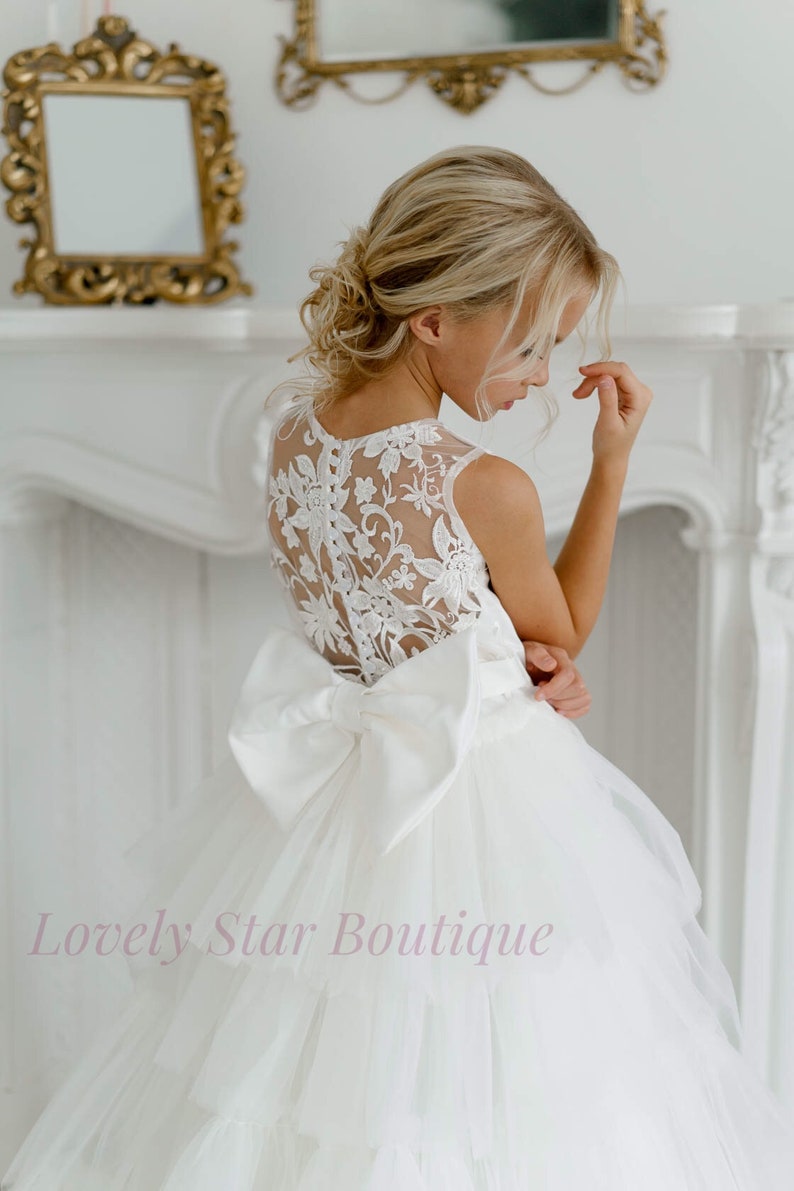 Long Sleeve A-line Vintage Communion Flower Girl Dress 2351