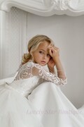 First communion dress, Girl wedding dress, Lace flower girl dress, Tutu dress,Tulle flower girl dress,Toddler satin dress,Girl dress sleeves