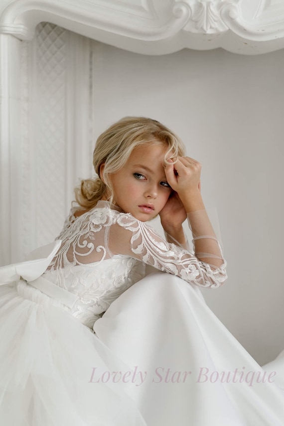 First Communion Dress, Girl Wedding Dress, Lace Flower Girl Dress