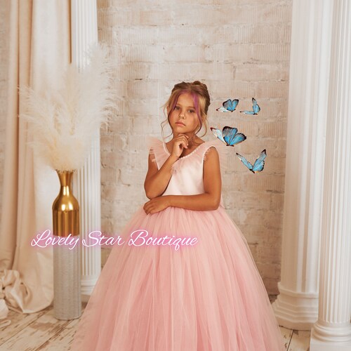 Blush flower girl dress, Tulle flower girl dress, Tutu dress,Junior bridesmaid dress,Flower girl dress train,Girl party dress,Girl ball gown shops