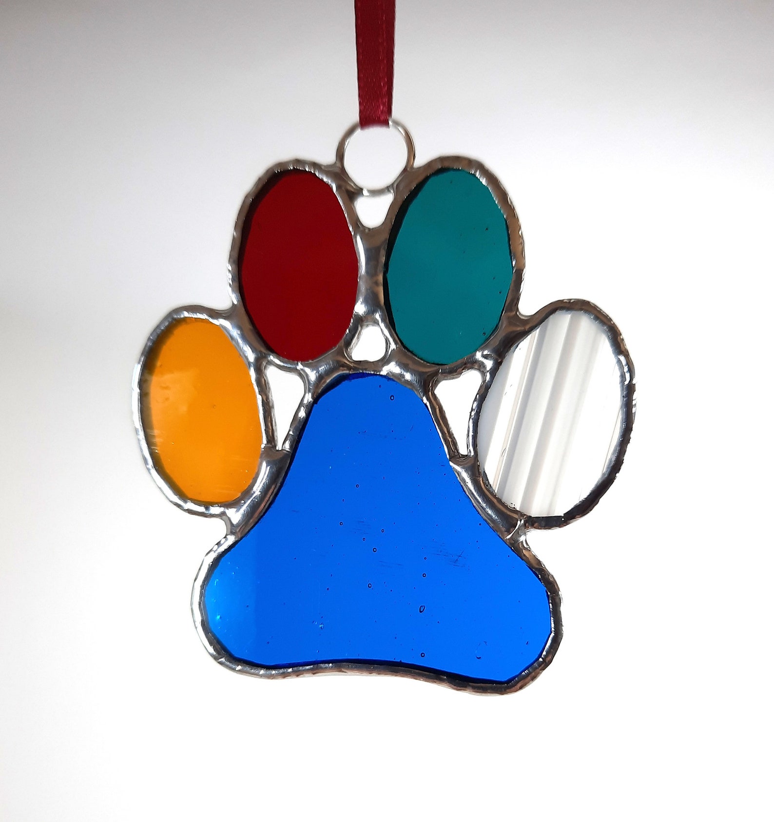 Stained glass dog paw / cat paw keepsake gift for pet lover Etsy