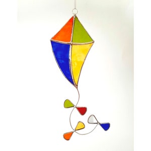 Stained glass kite, birthday keepsake gift for him, hanging window decoration