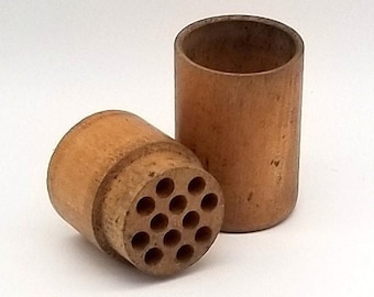 Small Wooden Cylindrical Drill Bit Container|Wood Decor|Pen Holder|Office Decor|Country Living|Farmhouse Rustic Decor|Farm Tools|Home