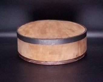 Rustic Wooden Cheese Box with Metal Bands|Country Decor|Farmhouse Kitchen Decor|Country Living|Primitive Ranch Decor|Pantry Storage|Home