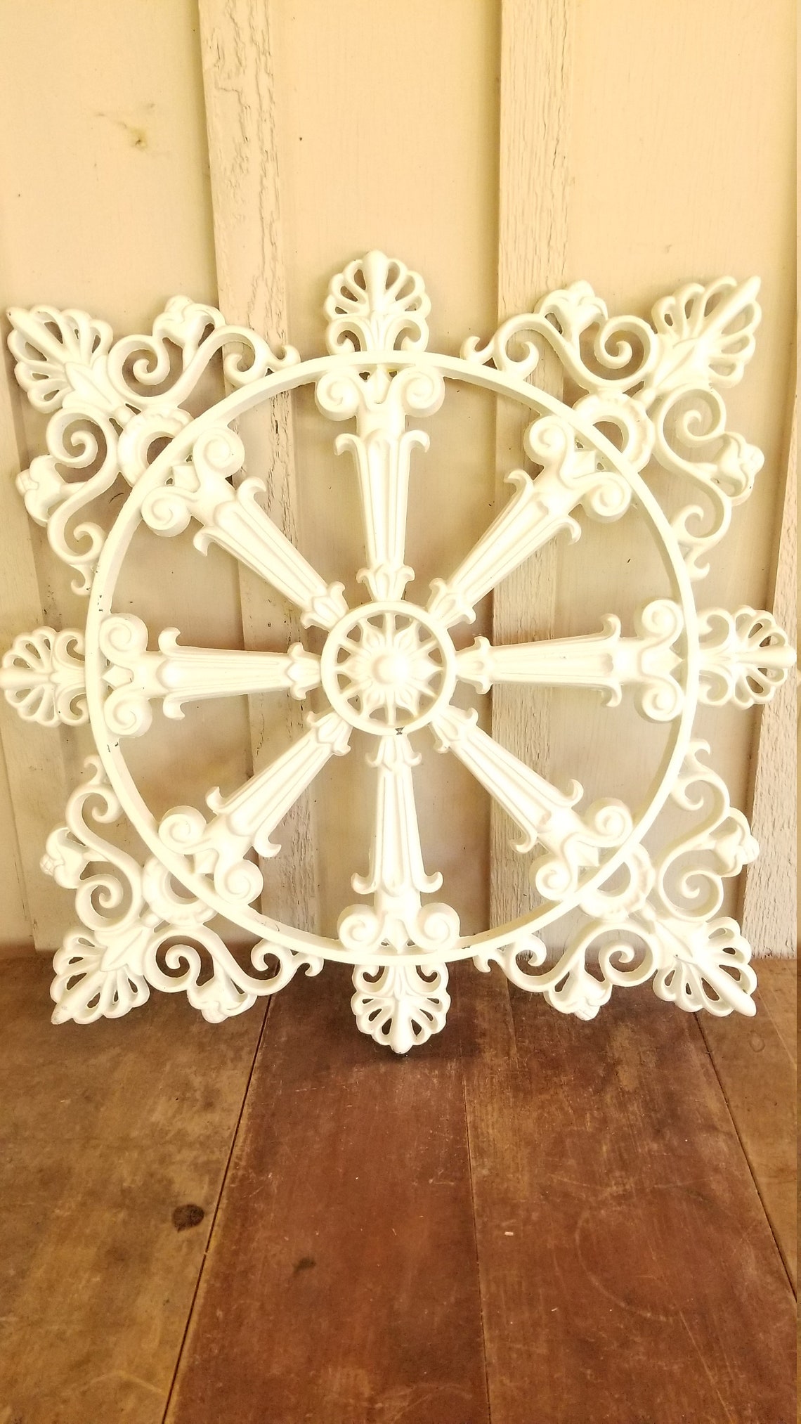 Ornate Large Castiron Wall Medallionmetal Wall Etsy