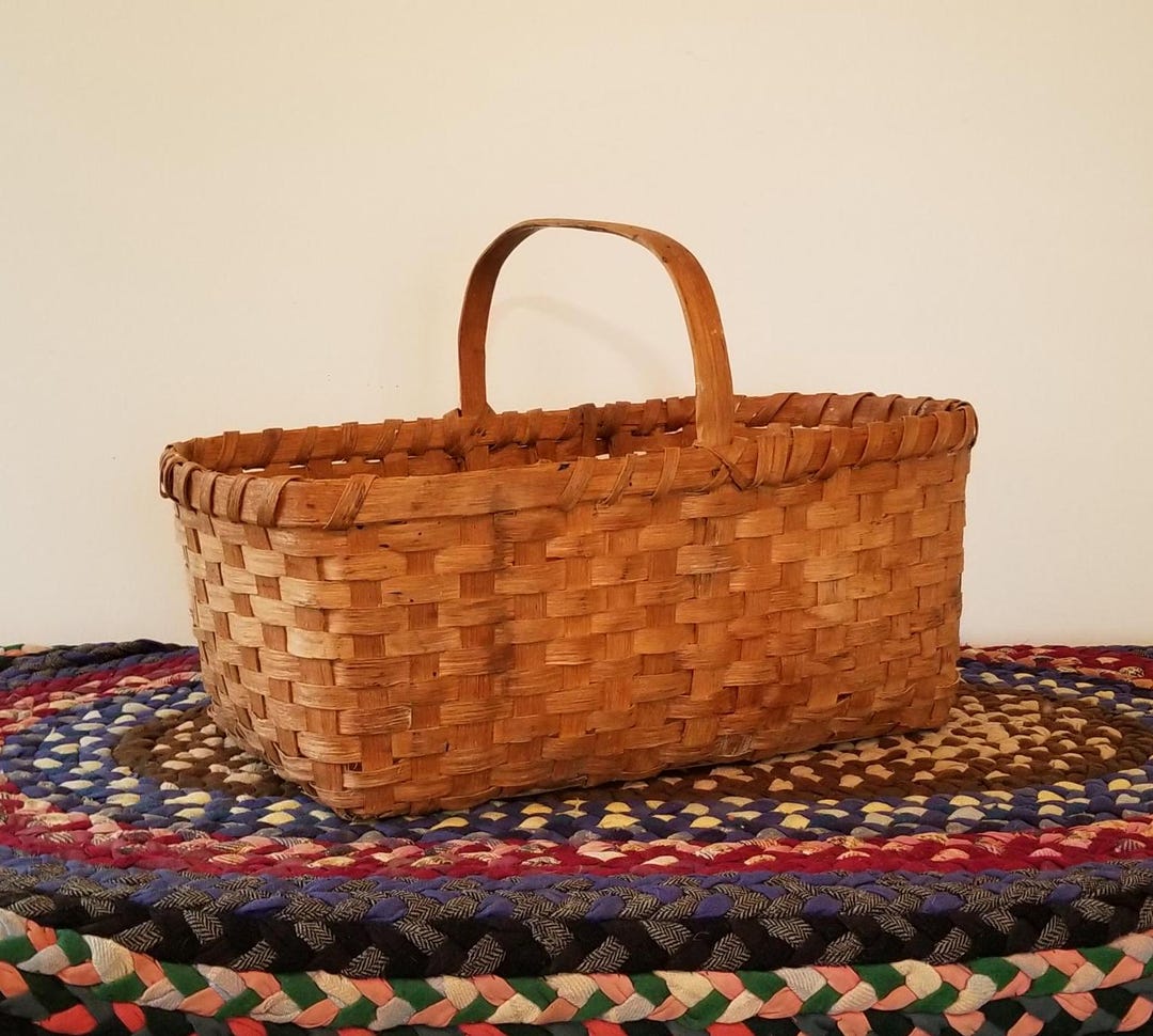Large Antique Woven Splint Gathering Basket C. 1850|farmhouse Decor ...